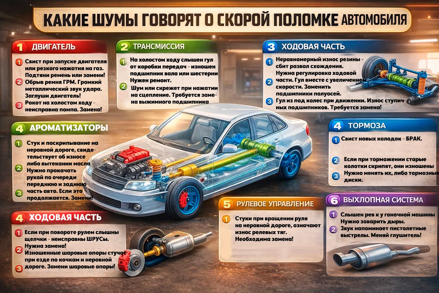 Шумы в автомобиле, которые говорят о скорой поломке. Шумы в автомобиле, которые говорят о скорой поломке.