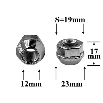 Гайка колесная М12х1,25х17 кл.19 конус, откр, СН, H-1106S S036606 Гайка колесная М12х1,25х17 кл.19 конус, откр, СН, H-1106SALFA ROMEO AUDI CHERY CHEVROLET CHRYSLER CITROEN DAEWOO DODGE FIAT FORD GEELY GM HAVAL HONDA HYUNDAI INFINITI ISUZU KIA LANCIA LAND ROVER LEXUS MAZDA MERCEDES MITSUBISHI NISSAN OMODA OPEL PEUGEOT RENAULT SEAT SKODA SUBARU SUZUKI TOYOTA VOLKSWAGEN VOLVO BMW ACURA