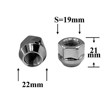 Гайка колесная М12х1,5х21 кл.19, конус, откр, СН, H-1107 S036611 Гайка колесная М12х1,5х21 кл.19, конус, откр, СН, H-1107ALFA ROMEO AUDI CHERY CHEVROLET CHRYSLER CITROEN DAEWOO DODGE FIAT FORD GEELY GM HAVAL HONDA HYUNDAI INFINITI ISUZU KIA LANCIA LAND ROVER LEXUS MAZDA MERCEDES MITSUBISHI NISSAN OMODA OPEL PEUGEOT RENAULT SEAT SKODA SUBARU SUZUKI TOYOTA VOLKSWAGEN VOLVO BMW ACURA