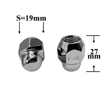 Гайка колесная М12х1,5х27 кл.19, конус, закр, СН, H-1207S-19H S036613 Гайка колесная М12х1,5х27 кл.19, конус, закр, СН, H-1207S-19HALFA ROMEO AUDI CHERY CHEVROLET CHRYSLER CITROEN DAEWOO DODGE FIAT FORD GEELY GM HAVAL HONDA HYUNDAI INFINITI ISUZU KIA LANCIA LAND ROVER LEXUS MAZDA MERCEDES MITSUBISHI NISSAN OMODA OPEL PEUGEOT RENAULT SEAT SKODA SUBARU SUZUKI TOYOTA VOLKSWAGEN VOLVO BMW ACURA