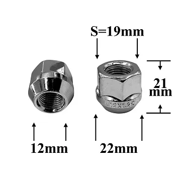 Гайка колесная М12х1,25х21 кл.19 конус, откр, СН, H-1106 S035510 Гайка колесная М12х1,25х21 кл.19 конус, откр, СН, H-1106ALFA ROMEO AUDI CHERY CHEVROLET CHRYSLER CITROEN DAEWOO DODGE FIAT FORD GEELY GM HAVAL HONDA HYUNDAI INFINITI ISUZU KIA LANCIA LAND ROVER LEXUS MAZDA MERCEDES MITSUBISHI NISSAN OMODA OPEL PEUGEOT RENAULT SEAT SKODA SUBARU SUZUKI TOYOTA VOLKSWAGEN VOLVO BMW ACURA