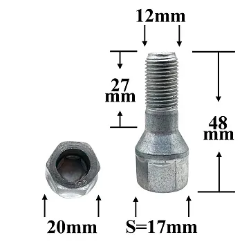 Болт колесный 2112 с буртиком М12х27х1,25 ключ 17